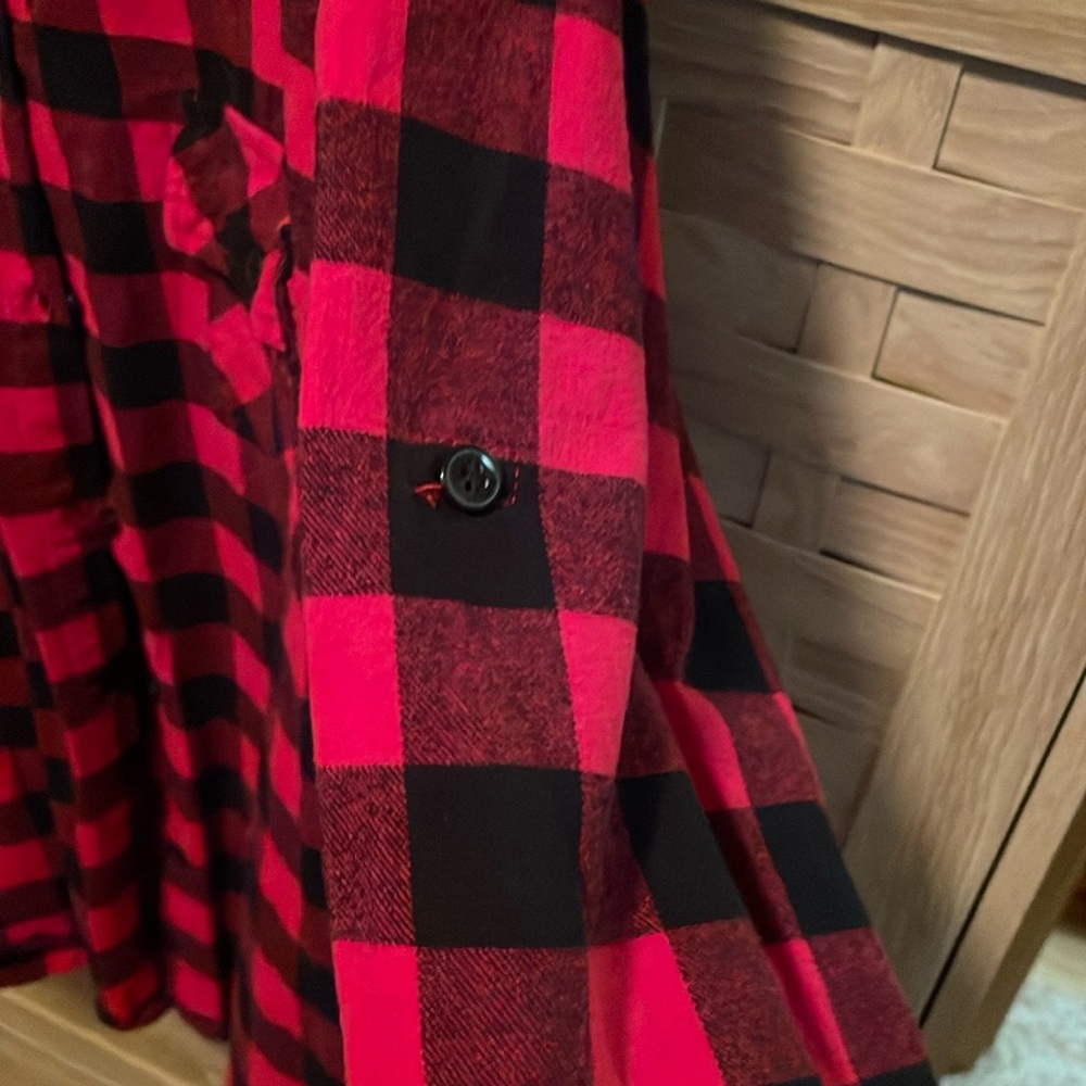 NWOT Matchstick cotton red/black checkered flann button down shirt, Size XXL - Picture 5 of 8